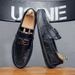 SHLIANG Fashion Men's Slip-On Soft-Soled Driving Shoes Comfortable Round-Toe Business Casual Leather Shoes Breathable Upper Slip-On Loafers X0019_vogvips.com