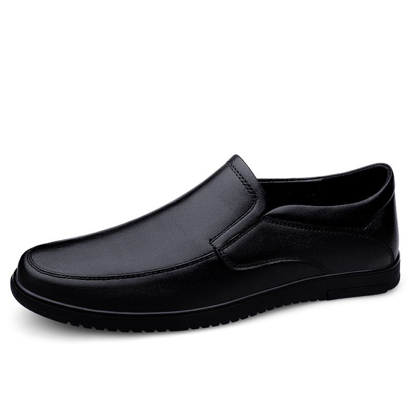 Business Casual Men's First Layer Cowhide Soft Sole Non-Slip Driving Slip-On Lazy All-Season Leather Shoes Men_vogvips.com