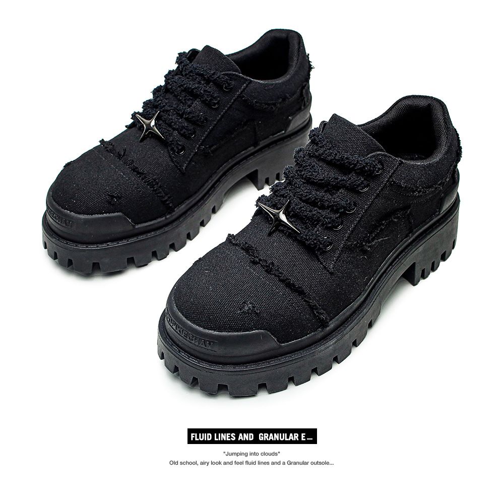 New thick soled height enhancing men's shoes denim shoes men's Korean style breathable low top shoes fashionable big toed shoes men's casual shoes_vogvips.com