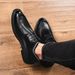 Euro Step Groom Wedding Brogue Leather Men's British Korean Version Trendy Lace-up Black Formal Business Breathable Shoes_vogvips.com