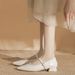 New Vintage Pointed-toe Mary Jane Women's With Chunky Heel And Single Strap, Elegant Mid-heel Versatile Shallow Leather_vogvips.com