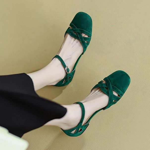French Classic Retro Roman Sandals Women's Summer 2024 New Round Head Matte Baotou Soft Bottom Flat Shoes Women_vogvips.com
