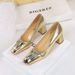 5288-15 Wind Wrinkled Shoe Shallow Mouth Square Toe Thick Mid Heel Versatile Women's Single Shoes For Spring And Autumn_vogvips.com