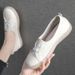 Genuine Leather White Sneakers For 2026 New Spring Summer Versatile Slip-On Soft Sole Pregnant Women Casual Shallow_vogvips.com