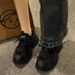 Dad Sneakers For Women 2025 Spring Thick-Soled Height-Increasing Sports All-Black Warrior Casual Pure Knight Little_vogvips.com