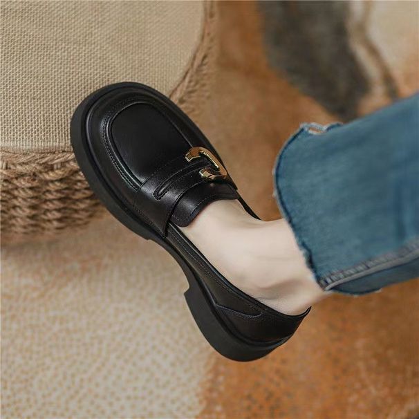 Soft Soled Loafers Women S Single British Platform One Pedal Leather Shoes_vogvips.com
