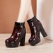 2025 Winter New British Style Chunky Martin For Women Patent Leather Embossed High Heel Thick Sole Small Size Waterproof_vogvips.com