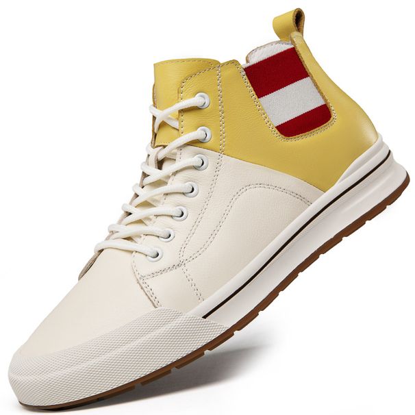 Invisible Mid-top Heightening Shoes Men's Breathable British Style Soft Sole Inner Heightening Men's Shoes Sports And Leisure Board Shoes_vogvips.com