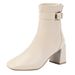 2024 Autumn/Winter New British Style Shoes Square Toe Fashion Chunky Heel Women's Slim Back Zipper Short Boots_vogvips.com