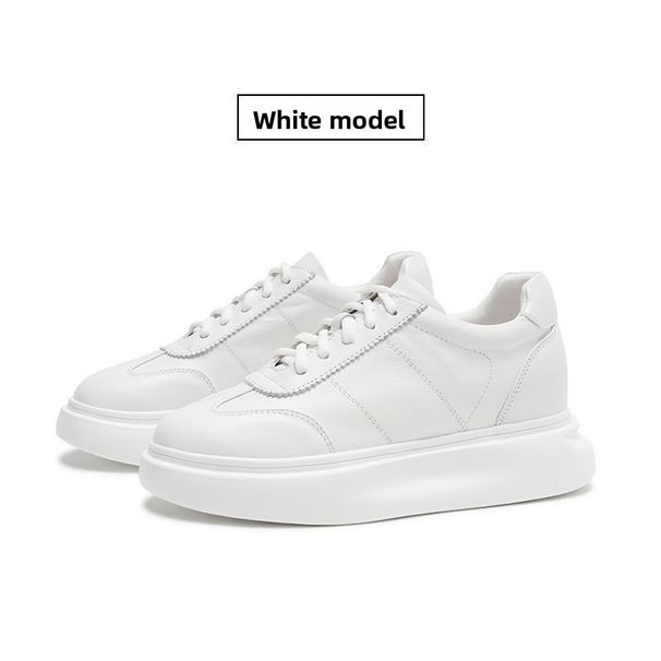 Thick-Soled Genuine Leather White Sneakers For Women 2025 Spring And Autumn New Style High-End Height-Increasing Casual_vogvips.com