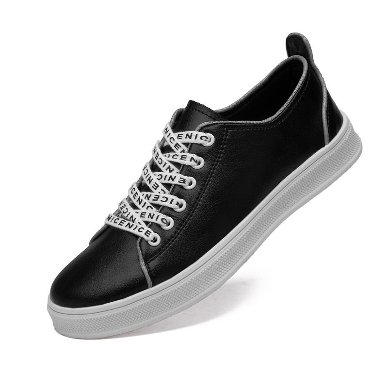Men's Shoes Silver-white Reflective Strip Shoes Board Shoes Leather Shoes Men's Casual Shoes_vogvips.com
