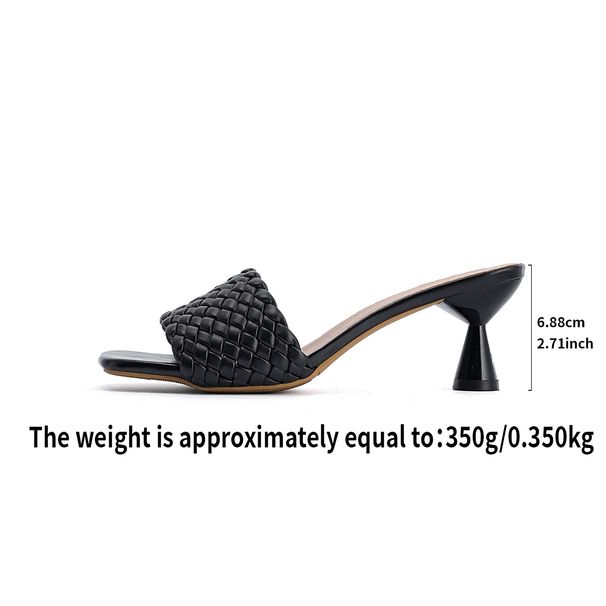 Women's High Heeled Sandals European American Style Slip On Woven Heel Backless Summer_vogvips.com