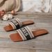Fashion Mixed Colors Letter Flat Women Plus Size Light Square Toe Casual Slippers Comfort Soft Sole Anti Slip Slides_vogvips.com