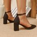Women's Plus Size Pointed Toe Mid Heel Single Shoes Chunky Strap European American Style Professional Footwear Size 43 Autumn New Arrival_vogvips.com