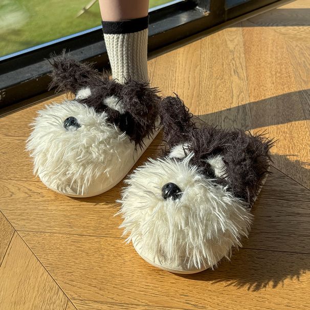 Authentic Scrawled Dog Cotton Winter Girls Cute Cartoon Indoor Home Warm Couple Thick Sole Furry Slippers_vogvips.com