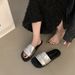 Silver Flat Sandals For Women, Outdoor Wear, 2024 New Summer Soft Sole Beach French Style Slippers_vogvips.com