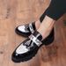 Euro Step Korean Style British Trend Pointed Toe Casual Patent Leather Shiny Lazy Height Increasing Trendy Shoes Mens Sneakers_vogvips.com