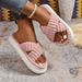 Plus-size Women's Thick-soled Cotton Slippers, Foreign Trade 2025 Winter Simple And Comfortable Home Cross-strap Furry_vogvips.com
