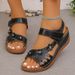 Women's Floral Wedge Sandals, Hook & Loop Strap, Rhinestone Flower, Comfortable Summer Shoes_vogvips.com
