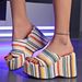 Thick Sole Sloping Heel Flip Flops For Women With High Heels, Solid Color Cloth Surface Beach Sandals, Slippers_vogvips.com