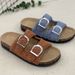 Women's Shoes Ethnic Style Double Buckle Diamond Buckle Cork Slippers Thick Soled Sandals And Slippers_vogvips.com