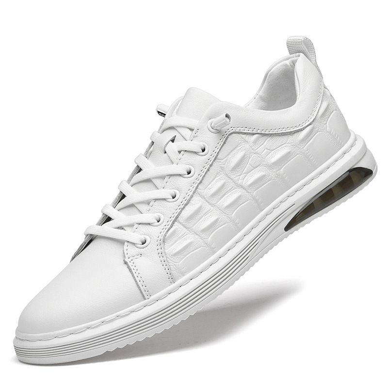 Little White Shoes Men's First Layer Cowhide Low-top Casual Board Shoes Men's Soft-soled Men's Shoes_vogvips.com