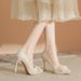 MTX French Style Pearl Waterproof Platform High Heels Women's Engagement Daily Wearable Petite Thick Sole Single Stiletto_vogvips.com