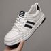 Men's Genuine Leather Sneakers Breathable Casual Sports Shoes Fashion White Board Shoes Flat Comfortable Walking Shoes Trendy Street Style_vogvips.com