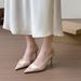 Baotou Thin Heel Sandals Women's Pointed Head French Temperament Satin Apricot One-word Buckle With Versatile Sandals Women_vogvips.com