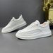 Autumn Genuine Leather White High-End Light Luxury Embossed Casual Thick Soled Board Men's Trendy Shoes_vogvips.com