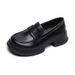 Black Loafers Women's Soft Soles Autumn Round Head Platform British Small Leather Shoes Large Size Women's Shoes_vogvips.com