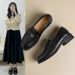 Rose Flower Buckle Loafers For Women, 2026 Spring Vintage British Style Slip-on Shoes, Versatile All-season Women's_vogvips.com