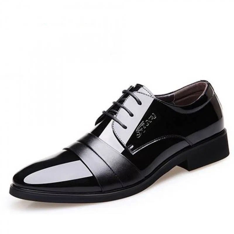 Men's Black Leather Dress Shoes Breathable Oxford Shoes For Business Formal_vogvips.com
