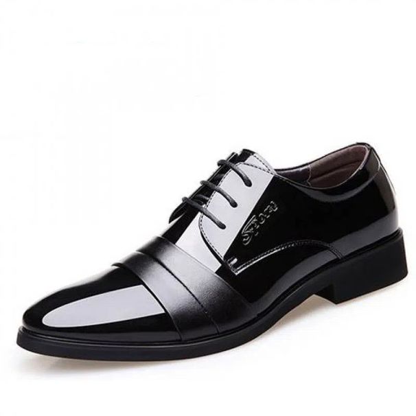 Men's Black Leather Dress Shoes Breathable Oxford Shoes For Business Formal_vogvips.com