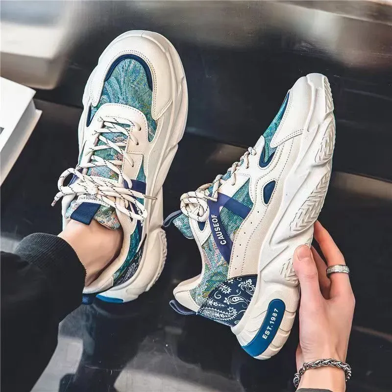 Thick Bottom Men Autumn Breathable Sneakers Chunky Male Trainers Outdoor Printing Walking Footwear Size Ss_vogvips.com