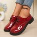 New Women's Lace Up Low Top Shoes British Style Round Toe Retro Plus Size Small Leather Footwear_vogvips.com