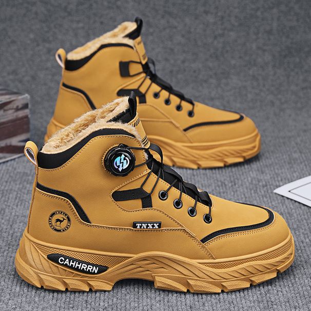 European Warm Series 2025 New Martin Autumn Winter Height Increasing Work Boots Trendy Men's Versatile High-top Shoes_vogvips.com
