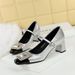 5298-K32 Banquet Women's Shoes Coarse Middle Heel Light Mouth Color Blocked Square Head Metal Water Diamond Buckle Strap_vogvips.com