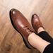 Euro Step Brogue For Men With Carved Pattern, Hidden Wedge, Korean British Style, Business Pointed Toe, Trendy Wedding Shoes,_vogvips.com