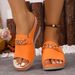 Women's Summer Metal Wedge Sandals Platform plus Size Thick Sole European American Style PU Slippers for outside_vogvips.com