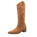 H735-1 Comfortable Solid Color Autumn Winter Suede Slimming Fashion For Women, Over-the-Knee Pointed Toe Chunky Heel_vogvips.com