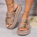 Women's Gold Thick Bottom Wedge 2025 Summer Peep Toe Chunky Platform Sandals Woman Ankle Buckle Anti Slip Beach Shoes_vogvips.com