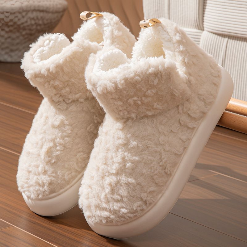 High Heel Shoes Women Winter Warm Plush Thick Sole Soft Indoor Home Non-Slip Cotton Slippers For Outdoor Wear_vogvips.com