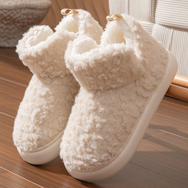 High Heel Shoes Women Winter Warm Plush Thick Sole Soft Indoor Home Non-Slip Cotton Slippers For Outdoor Wear_vogvips.com