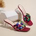 704323 Hot Selling Summer Sandals For Women 2024 New Style Square Head Middle Transparent Heel Strap Weaving Shoes_vogvips.com