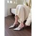 Chuyuji French Style Gold Pointed High Heel Mules For Women, 2026 Spring/Summer New Model, Thin Heel, Single Strap,_vogvips.com