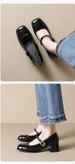 French Square Head Mary Jane Shoes Women's Word With High Heels, Light Mouth Thick Heel Single Shoes Women's Commuting_vogvips.com