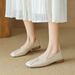 Square Head Single Shoes Women's Thick Heel One Pedal Low Heel Fairy Style Grandma Shoes_vogvips.com