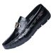 Euro Step Elderly Head Patent Leather Loafers Black Men's Shallow Mouth Autumn Winter Cowhide Trendy Fashion Casual Shoes A7961_vogvips.com