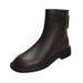 Women's Slim Fit Soft Leather Martin Boots British Style Back Zipper Elastic Ankle Boots Plus Size Autumn New Style_vogvips.com
